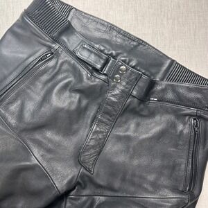 REV'IT Leather Motorcycle Pants Mens Black CE Armor Padded Racing Biker Gear Vtg
